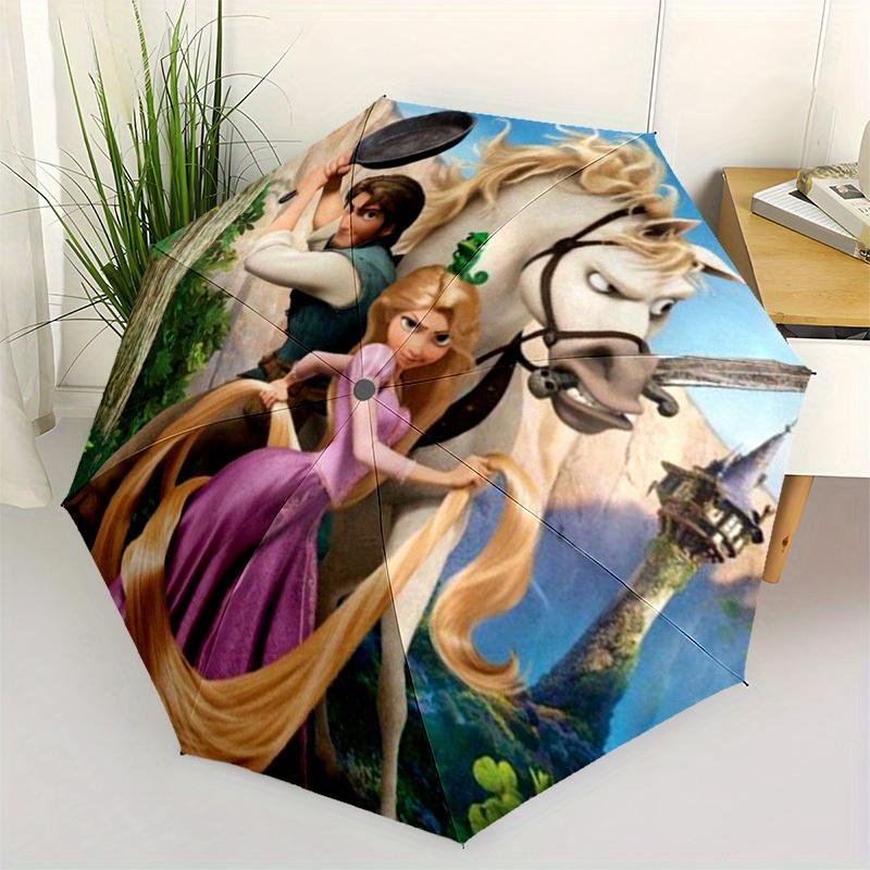 1pc Tangled Rapunzel Automatic Umbrella, Portable Foldable 8-Rib Manual Open with Skeleton Hand, Durable Canopy yy250730137