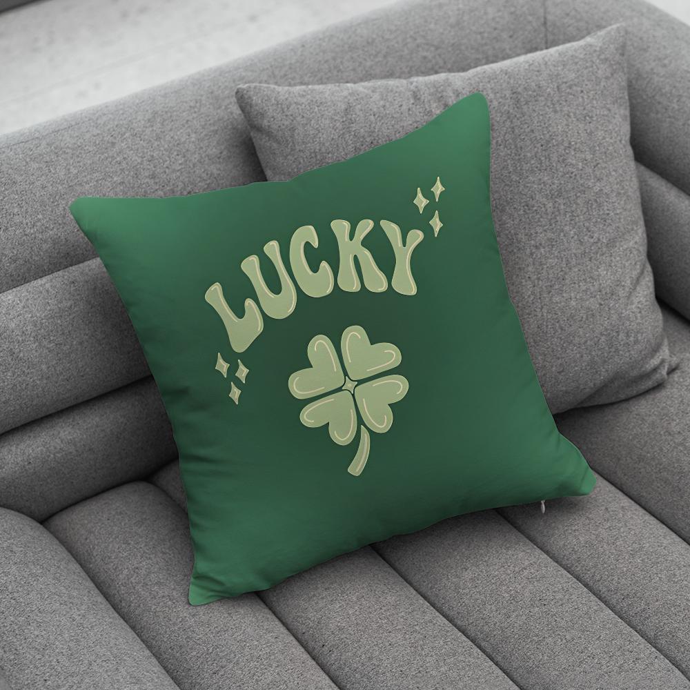Lucky Four Leaf Clover Pillow Case Soft Cushion Cases for Farmhouse Sofa Decor Home Decorations and Protector