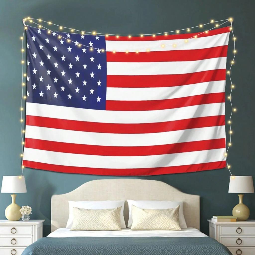 Large American Flag Tapestry Patriotic Stars and Stripes Wall Hanging Red White Blue Soft Fabric Decor for Living Room Bedroom