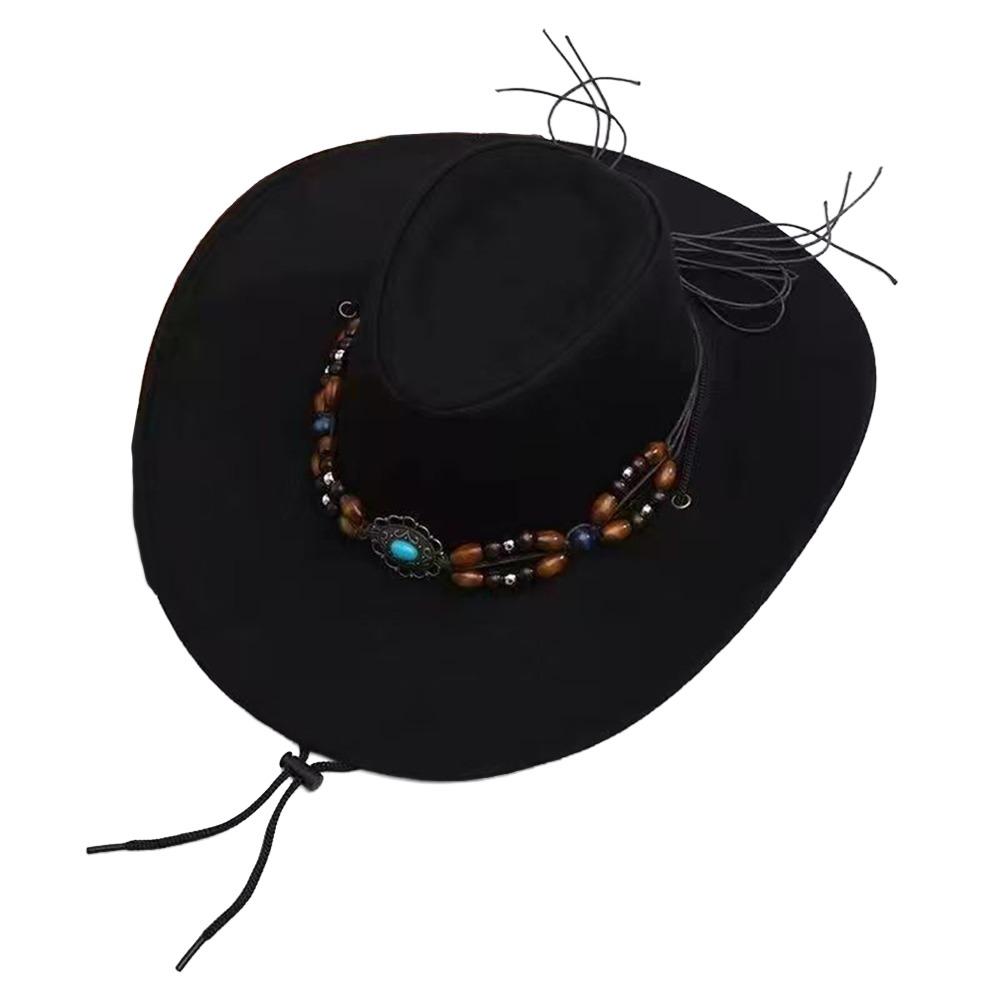 

Felt Western Cowboy Hat Tibetan Style Jazz Fedora Hats New Felt Cap Outdoor Riding чёрный