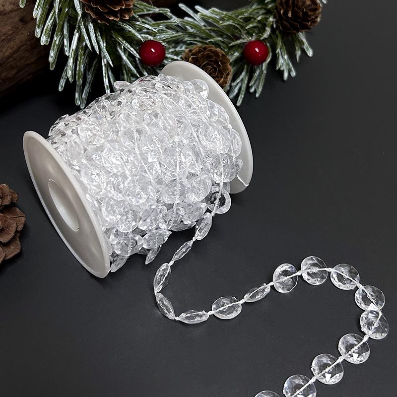 Transparent Beaded Chain Christmas Tree Ornament for Window and Home Décor
