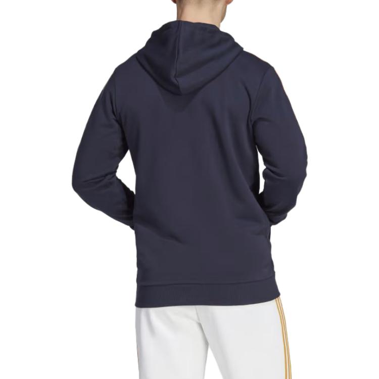 adidas Logo-Print Kapuzen-Kordelzug Bequeme Jacke Herrenjacke Legend-Ink HY0619