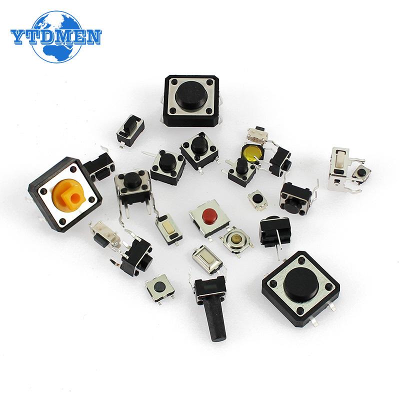 125PCS 25Values Tact Push Button Switch DIP SMD Micro Switch Micro Push Buttons Touch Component Kit, for TV Toys Home Use Button