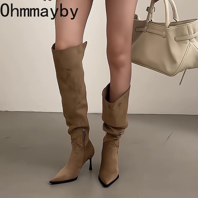 Winter Fashion Pointed Toe Women Thin High Heel Long Over The Knee Boots Street Style Party Stripper Female Shoes