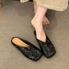 Fashion Woman Mules Slippers Flat Silver Sandals Sequins Shoes for Women Pvc Korea Style Low Price Chic and Elegant Casual 39 New Slides
