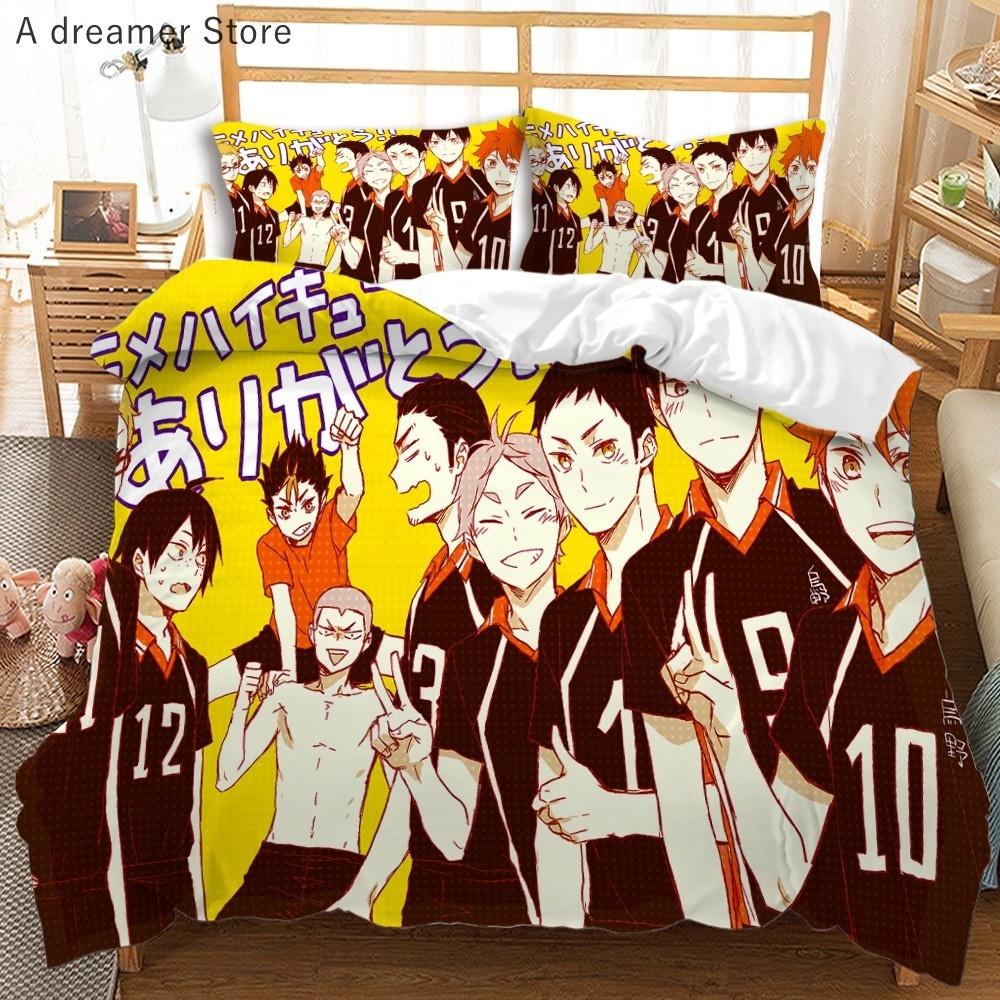 Haikyuu Bedding Set 3D Printed Volleyball Boys Cartoon Anime Duvet Covers Set Luxury Bedclothes For Kids Gift Decor Home