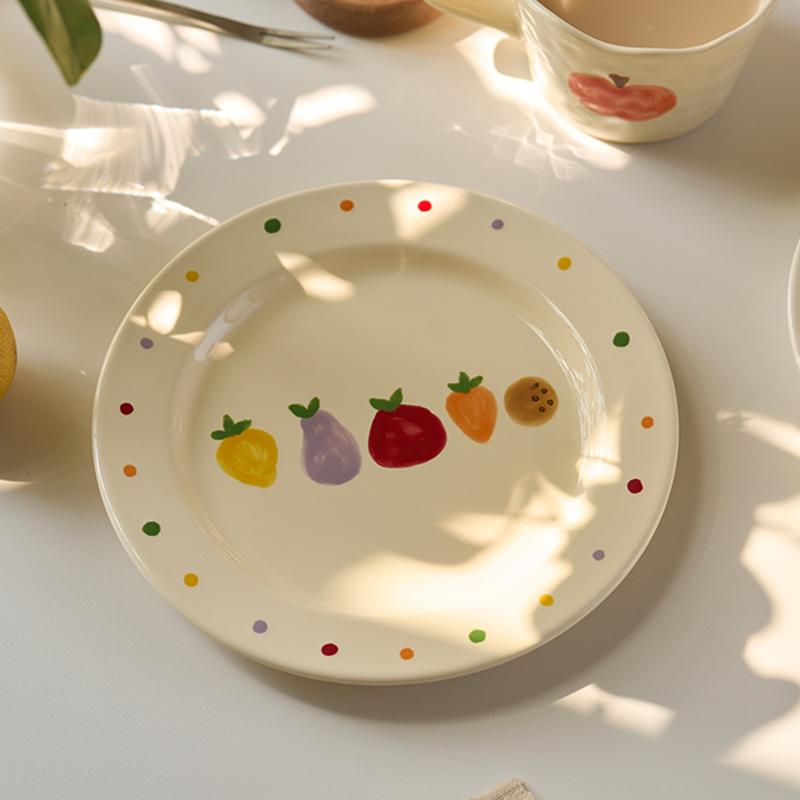 Handbemalte Keramikteller mit Gemüsemotiv, High-End-Luxus-Dessertladen, Nachmittagstee, Kaffeetasse, köstliche Gerichte, Haushaltsgeschirr