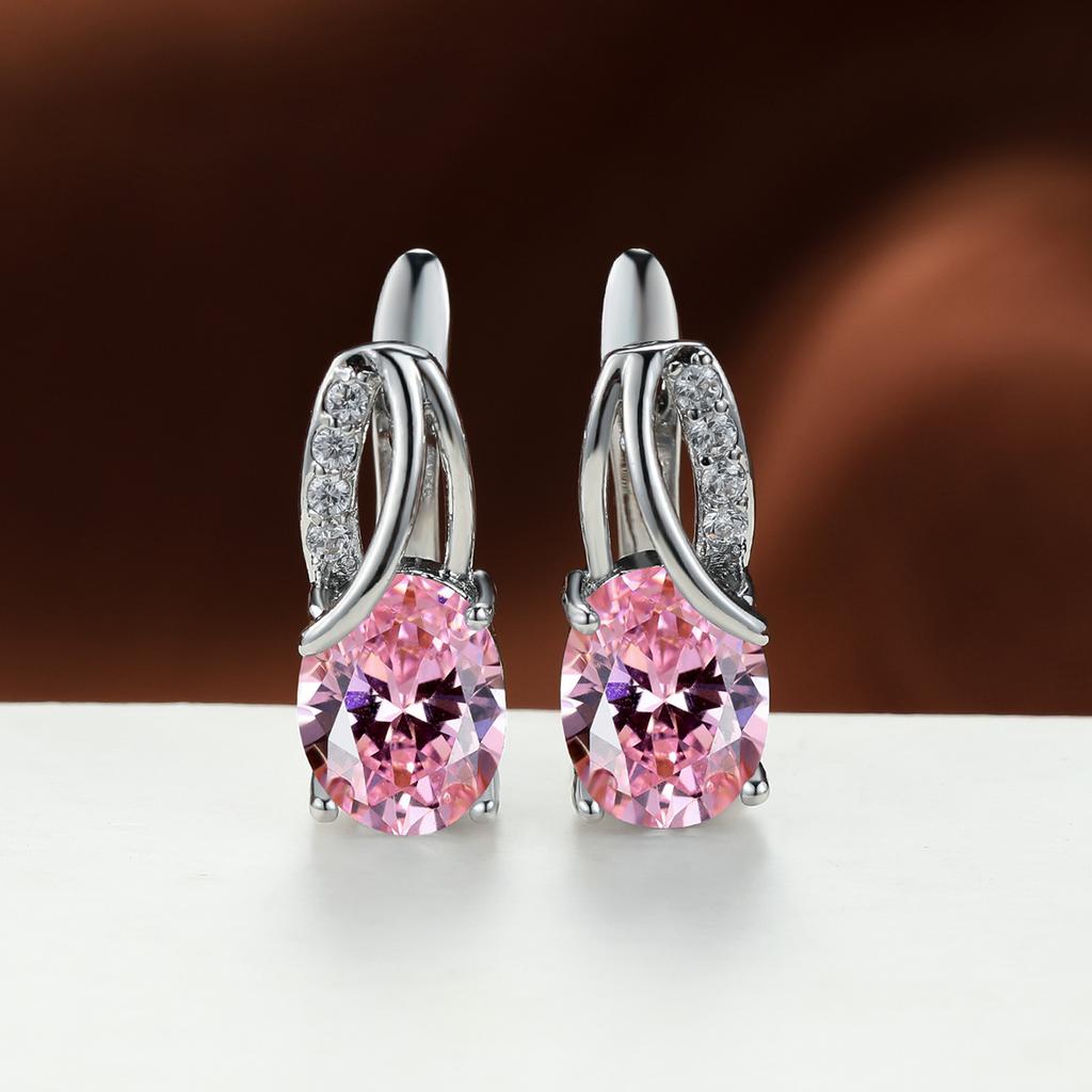 Popular Champagne Gold Oval Navy Blue Earrings for Women Simple and Personalized Temperament