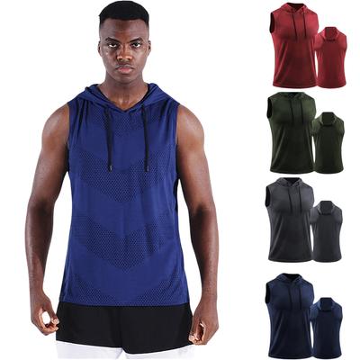 Men's Running Vest Tank Hoodies Sleeveless Shirts Jogging Sports Blouses FitnessTops Gym Marathon Fitness Clothing