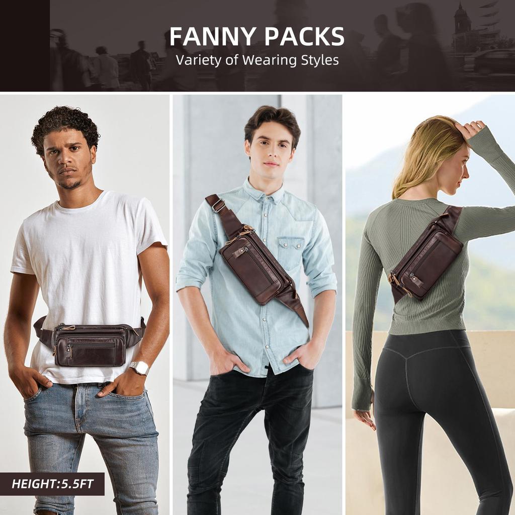 Humerpaul Famosa marca de moda para hombres, riñoneras de cuero genuino, organizador, bolsa de viaje para el pecho, cinturón de cintura, riñonera pequeña para teléfono móvil