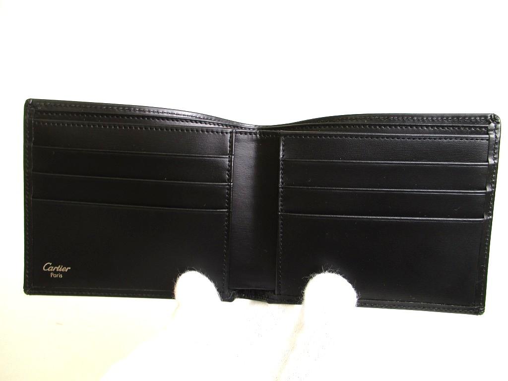 Authentic Cartier Pasha de Cartier Black Leather Silver H/W Bifold Bill Wallet #a814  Refurbished