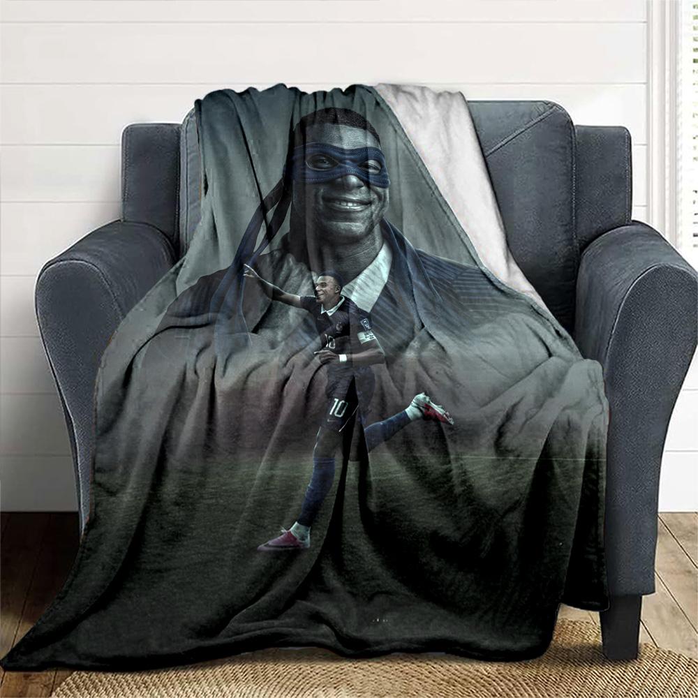 Star Player Kylian Mbappé Blanket Soft & Cozy Perfect for Chair Livingroom Office Four Seasons Universal Playful Design