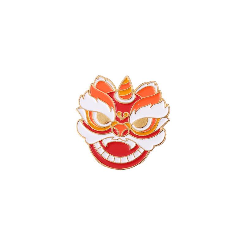 Alloy Eyecatching Lion Head Enamel Brooch For Festive Celebrations And Unique Fashion