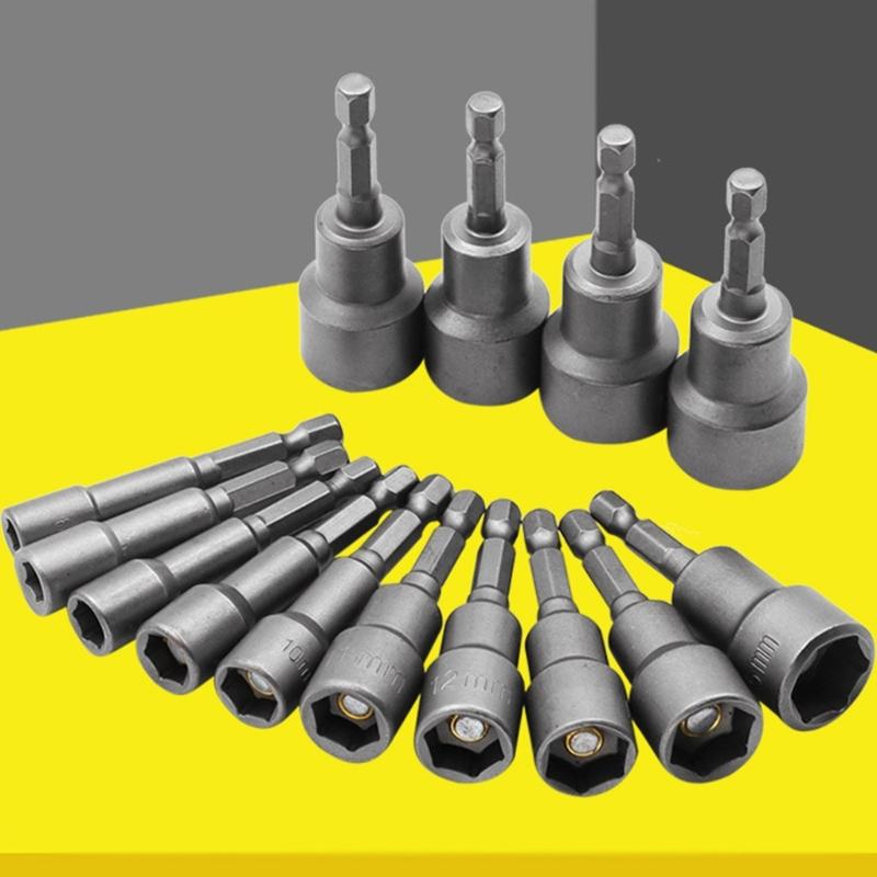 Impact Socket Magnetic Nut Screwdriver Hex Key Set Drill Bit Adapter Suitable For Power Drills Driver Maintenance 14pcs