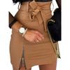 Womens PU Leather High Waist Pencil Skirt Wet Look Zipper Bodycon Mini Dress