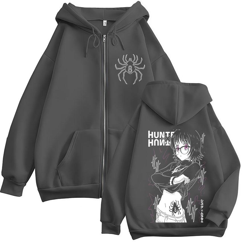 Anime Hunter X Hunter Spider Phantom Troupe Shizuku Zipper Hoodies Men Women Oversized Casual Zip Up Hooded Sweatshirts Jackets