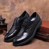 Men's Spring British Style Pointed Toe Cowhide Leather Lace-up Formal Shoes