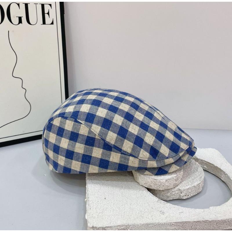 New spring and summer hats women's plaid forward cotton splicing painter hats hot summer cotton hats
