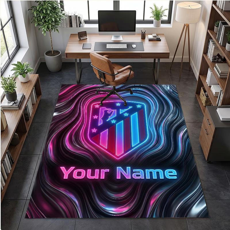 Crystal Velvet Rug Atletico Madrid Print Custom Name Text Floor Mat Home Decor