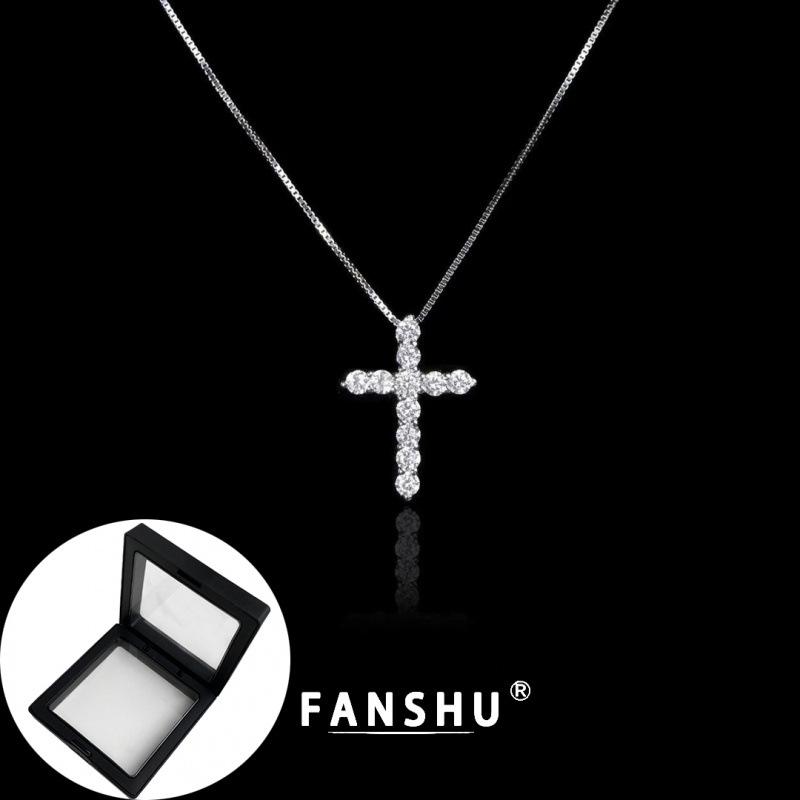 Men's Minimalist Luxury Cross Pendant Necklace with Inlaid Diamonds