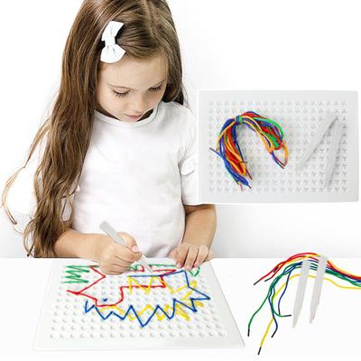 DIY String Braided Drawing Board Christmas Craft Art Threading Board with Colorful Ropes Educational Weaving Drawing Set for Kids 2-8 Years