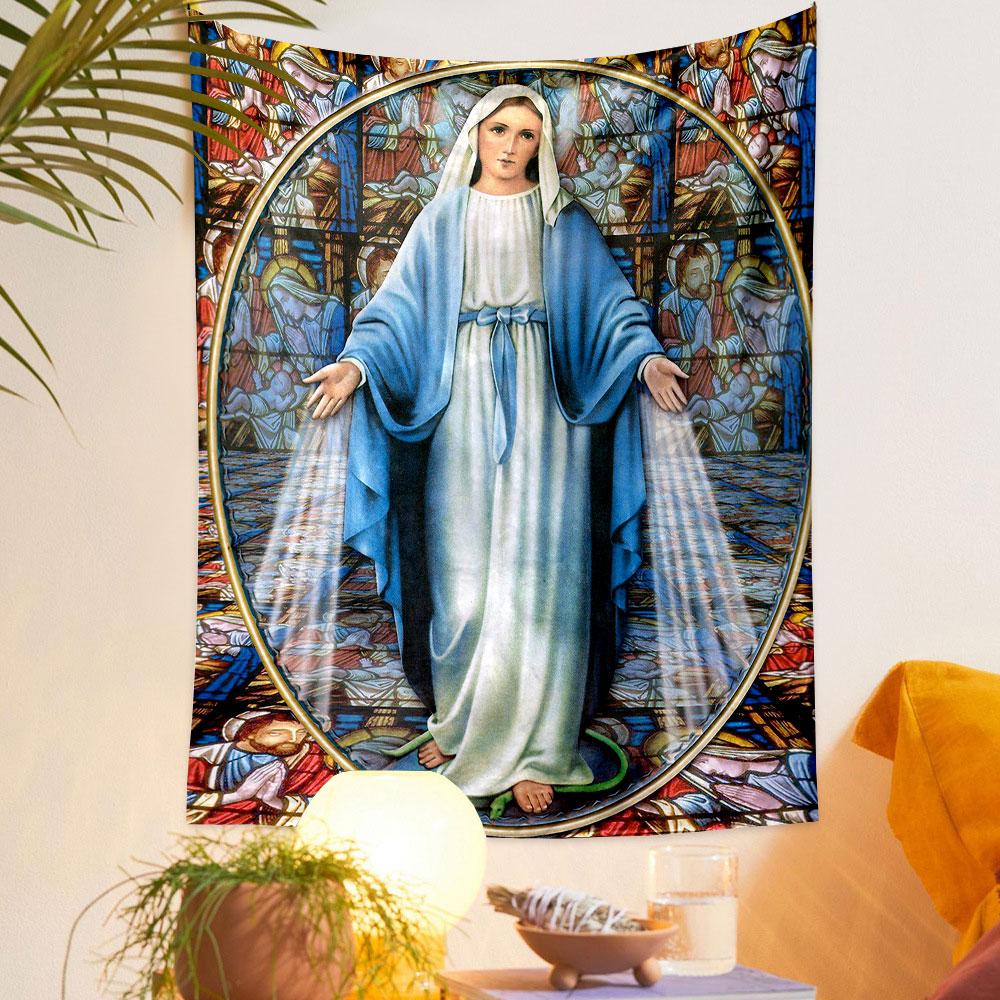 "Virgin Mary with Radiant Light Design" Patterned Tapestry Home Decor, Suitable for Bedroom and Living Room, Gift