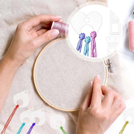 11 Stück Transparente Stickgarnspule Herzform DIY Handarbeits Basteln Nähen Baumwollgarn Aufwickelbrett Kartenhalter mit Loch