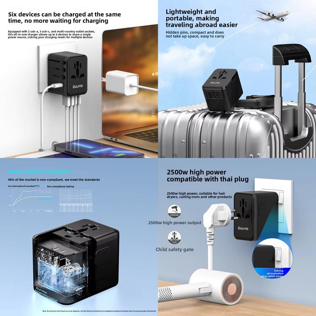 2026 Trending Product New Arrivals Type-C Multi-Country Socket 3-USB Travel Plug Conversion for Novelty Gifts