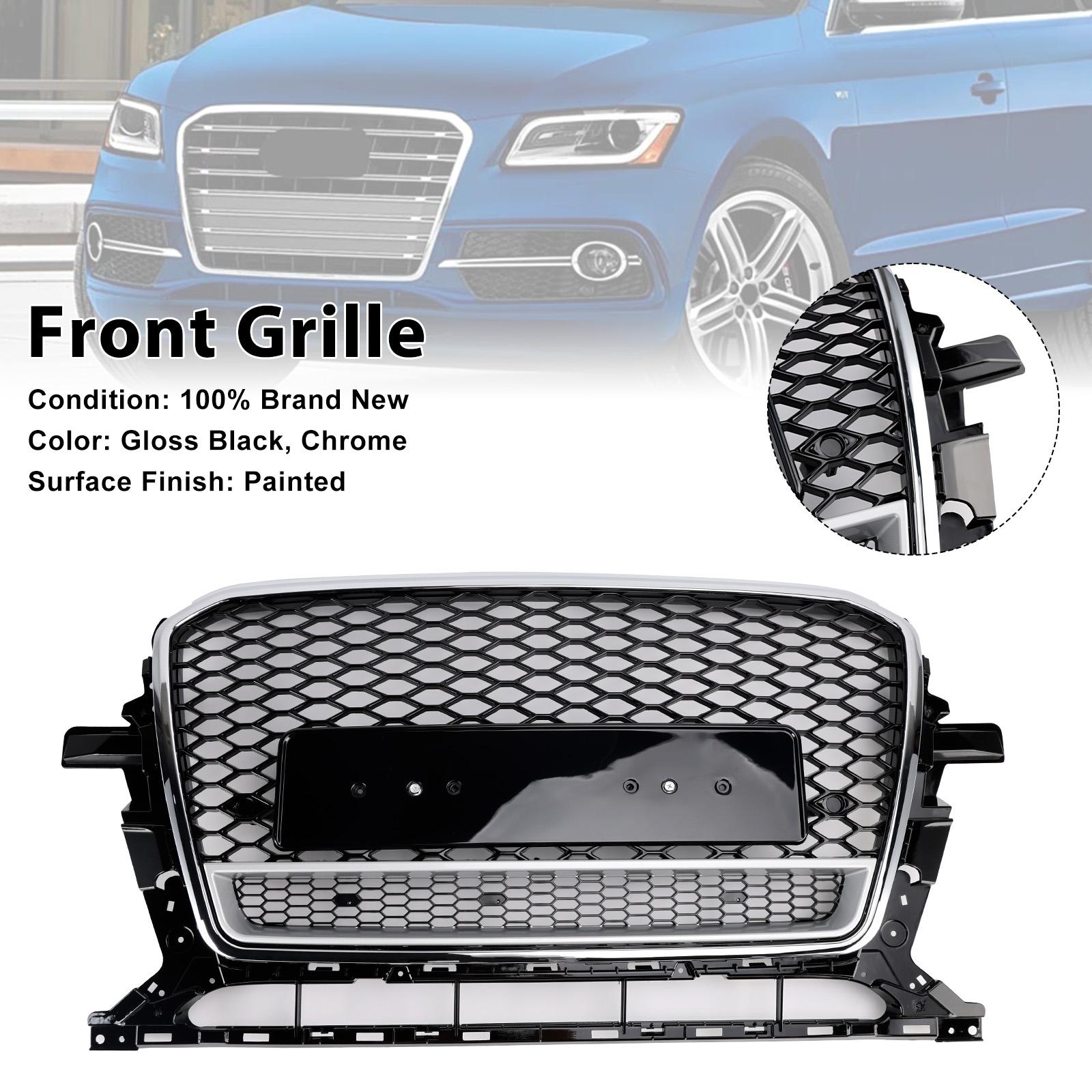 

Chrome/Black Front Honeycomb Bumper Grille Grill Fit Q5 2013-2017