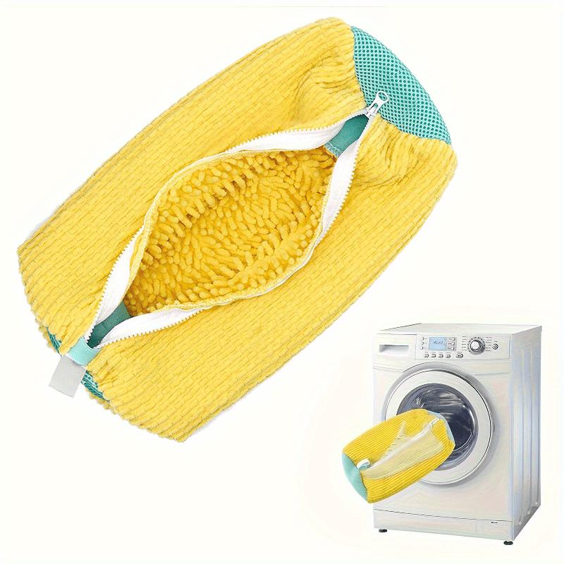 Durable Mesh Shoe Wash Bag with Zipper Rich Fluff Inside Protects Sneakers Casual Shoes in Washer Dryer Travel Storage Organizer 1PCS жёлтый фото