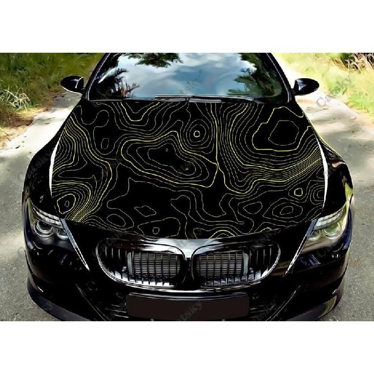 

Customizable Topographic Car Hood Vinyl Decal Wrap Sticker Abstract Graphic Decal Universal Truck Customizable Topographic Accessories Engine Decal Topographic 9