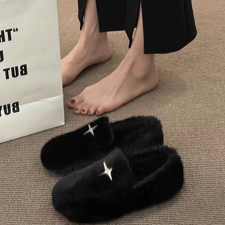 Mao Mao Shoes Women Wear New Autumn and Winter One-pedal Mary Jane Cotton Shoes Plush Beanie Single Shoes