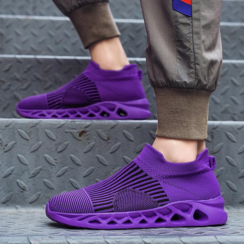 2024 Fashion Purple Running Shoes for Men Socks Sports Shoes Plus Size 48 Breathable Women Slip-on Sneakers Sock Trainers Men