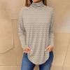 Kadınlar İçin Tişörtler Sonbahar Rahat Uzun Kollu Gömlekler Sweatshirt Vintage Baskılı Yüksek Yaka Üst Kazak