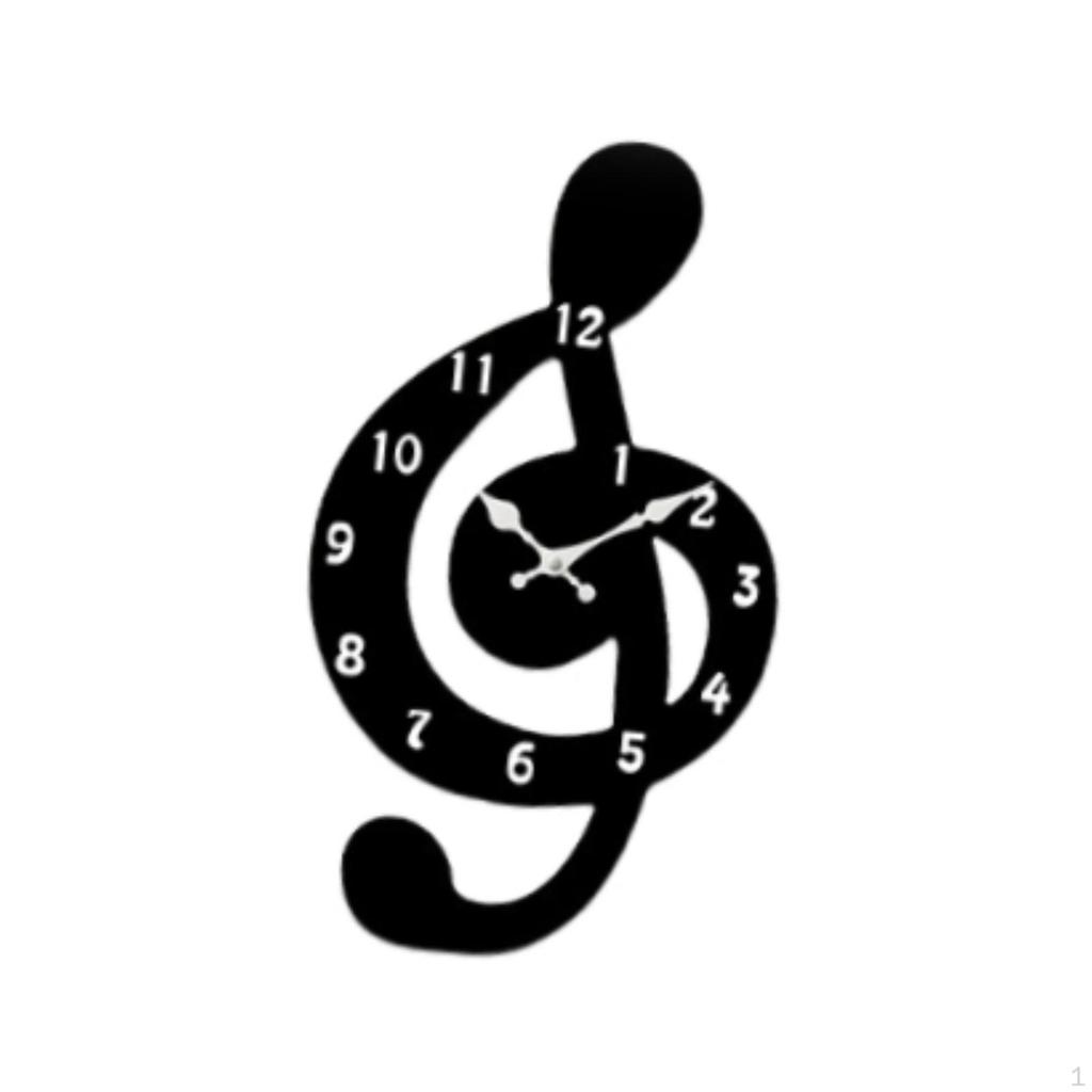 Music Note Wall Clock Decorative Creative Arabic Numerals Timepiece Hanging for Office