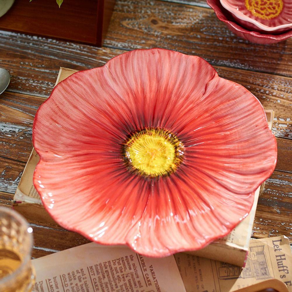 Keramický květinový talíř v americkém stylu Domácí dekorativní miska Misky na ovoce a svačiny Kuchyně