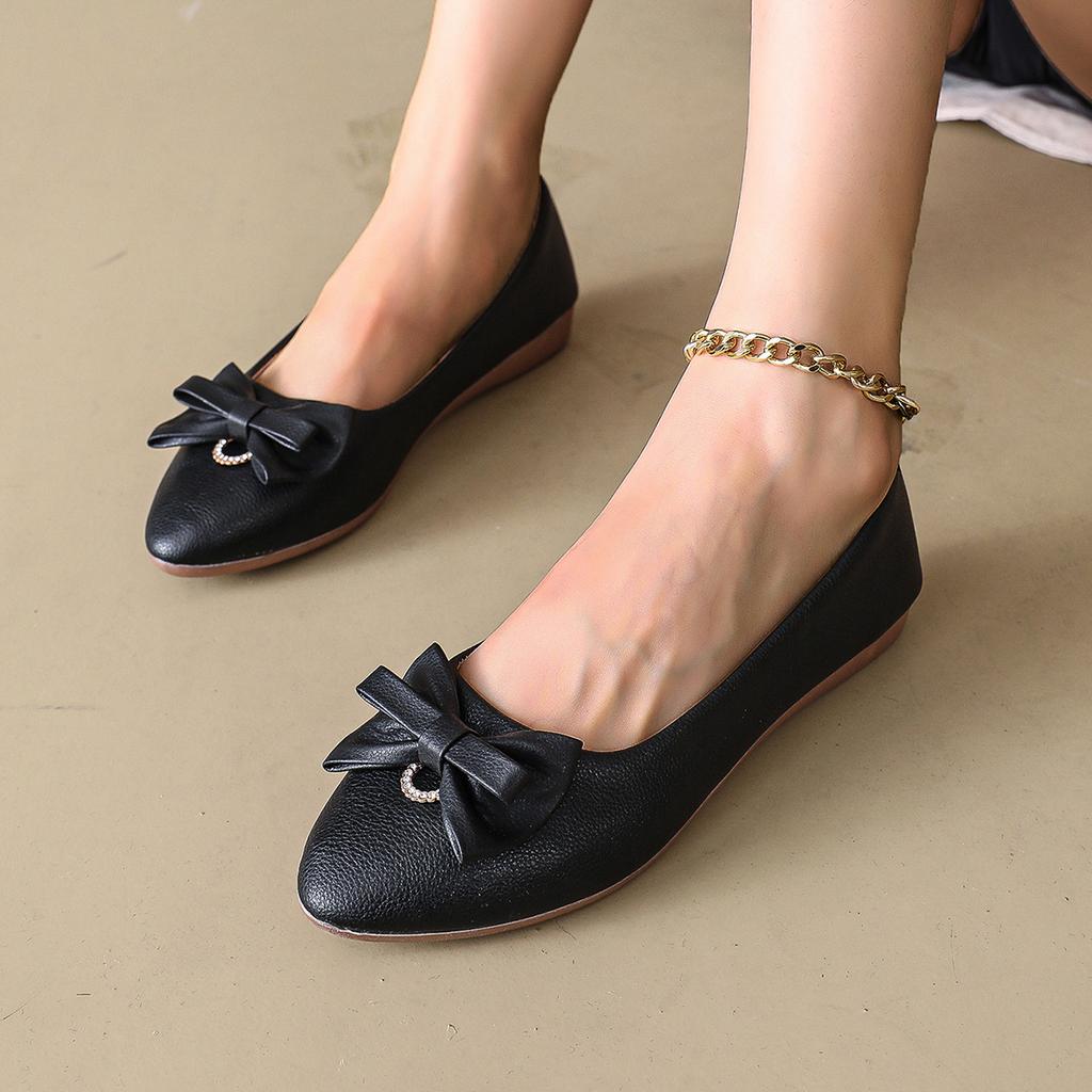 Wear Pointed Bows and Shallow Shoes Outside the Plus Size Flat Shoes, Casual Beanie Shoes