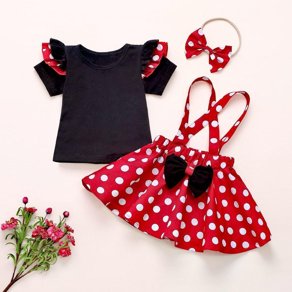 Baby Girl Minnie Mouse Party Tutu Dress Outfit With Bow Headband