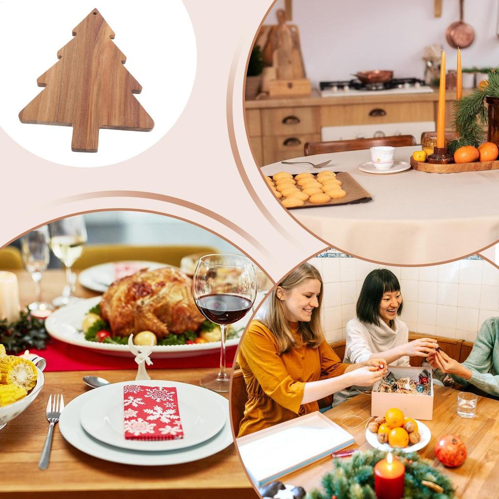 Christmas Tree Cutting Board Wooden Charcuterie Board Cheese Board Vegetable Platter Serving Tray Kitchen Christmas Decor
