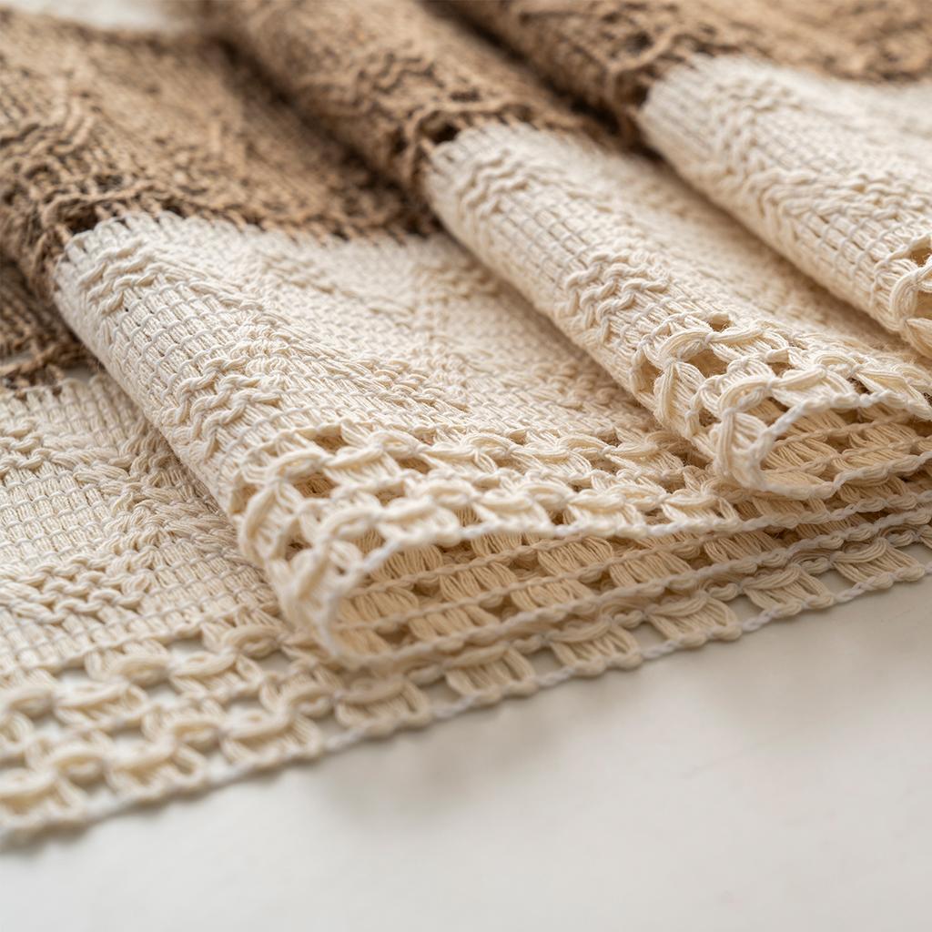 Bohemian Rustic Wedding Bridal Shower Dinner Cotton Linen Table Runner