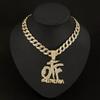 Collana Lunga Hip Hop Full Diamond Splicing Letter OTF Ciondolo Accessorio Punk Trendy Rap Cuban