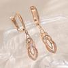 Exquisite Synthetic Zirconia Inlaid Hollowed-out Dangle Earrings Women's Elegant Golden Plated Banquet Pendant Earrings