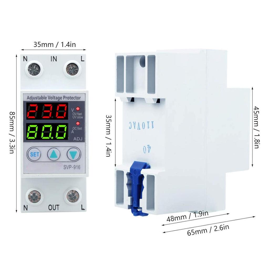 SVP‑916 100‑130VAC Adjustable Over and Under Voltage Protector Delay Reset Protector with Fault Query and Factory Reset Function