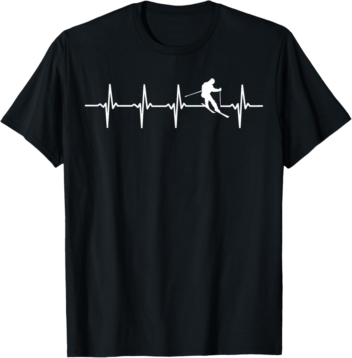 Ski Heartbeat Skier Graphic TShirt Breathable Casual Short Sleeve Tee for Men - Men s Summer Cotton Graphic Tee S разноцветный