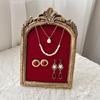 Vintage Inspired Earring Necklace Display Stand Flannel Lined Resin Frame Jewelry Organizers For Home Store Decoration