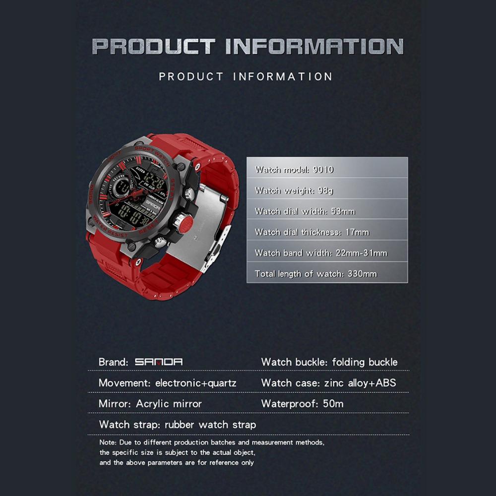 SANDA Casual Waterproof Electronic Watch LED Luminous Display Gel Strap Temperament Electronic Watch