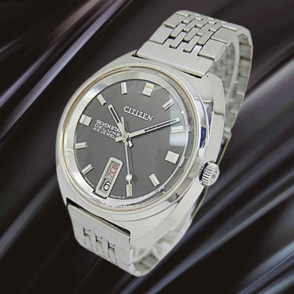 Citizen SEVEN STAR Deluxe 23 Jewels Ref. 4-520173TA SS Grey Dial Automatic Used
