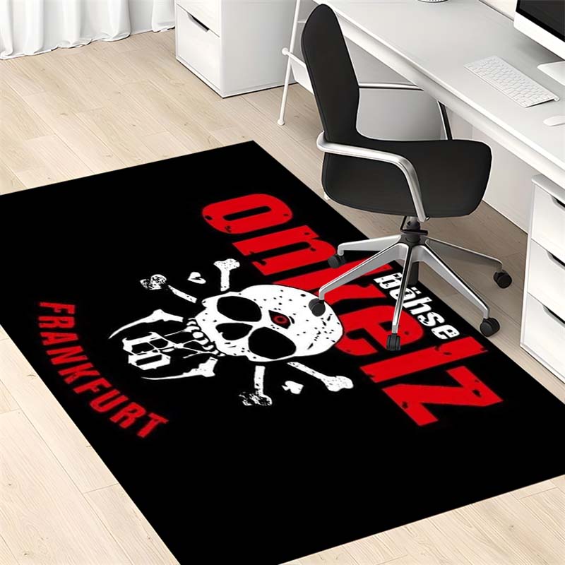 Böhse Onkelz Skull Rock Music Area Rug, Non Slip Floor Mat for Living Room Bedroom Rock Fan Home Decor Gift
