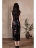 Autumn Retro Sleeveless Cheongsam Velvet Long Dress