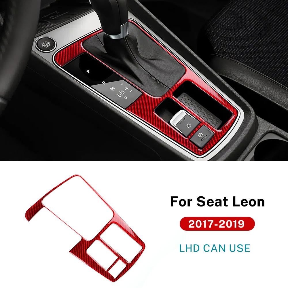 For Seat Leon 2017 2018 2019 Real Soft Carbon Fiber Sticker LHD RHD Car Gear Shift Inner Frame Panel Trim Interior Accessories